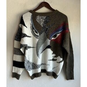 Vintage Mariea Kim Pullover Sweater M Intarsia Rare Abstract Bird Avant Garde